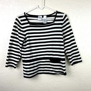 Emma James by Liz Claiborne black and white strip blouse